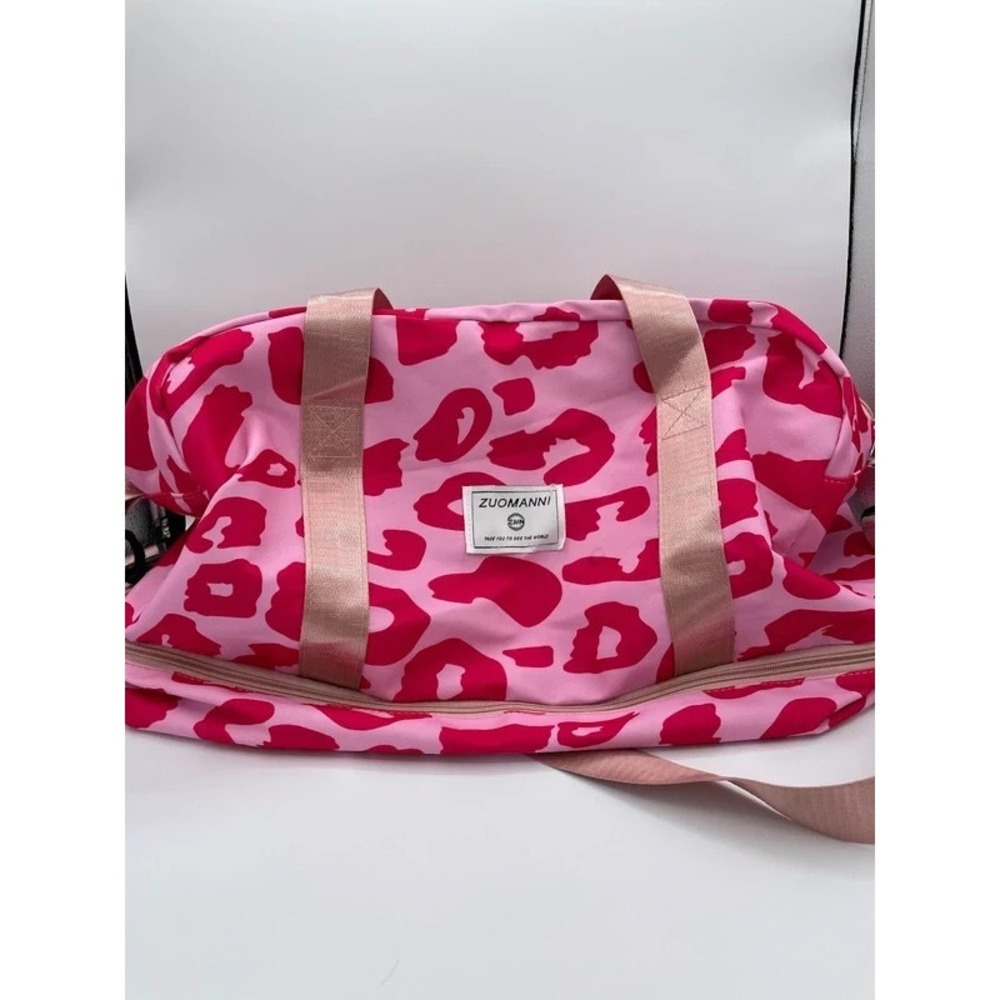 ZUOMANNI Pink Leopard Duffel Bag Weekender Gym Travel Shoe Compartment